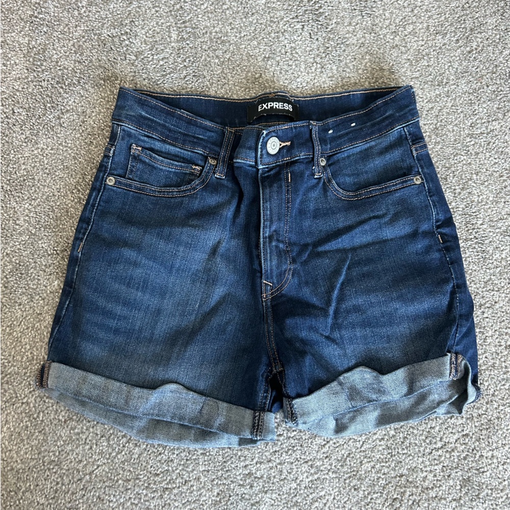 Express Dark Blue Denim Shorts